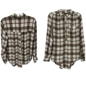 Anthropologie Size S Women's Brown Plaid Isadora Button Back Flannel Shirt